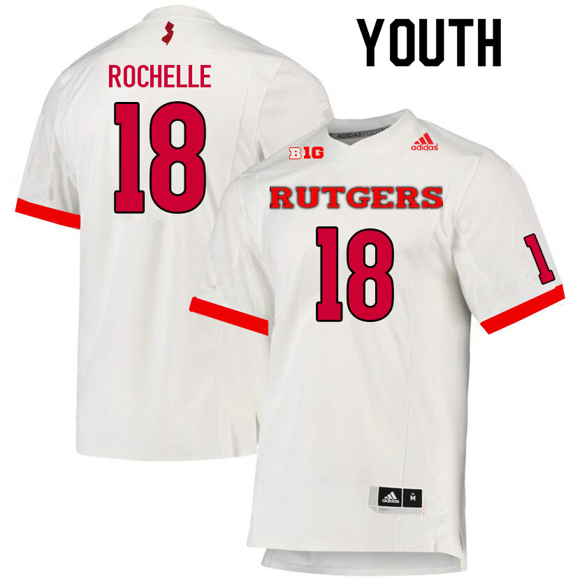 Youth #18 Rashad Rochelle Rutgers Scarlet Knights College Football Jerseys Sale-White - Click Image to Close